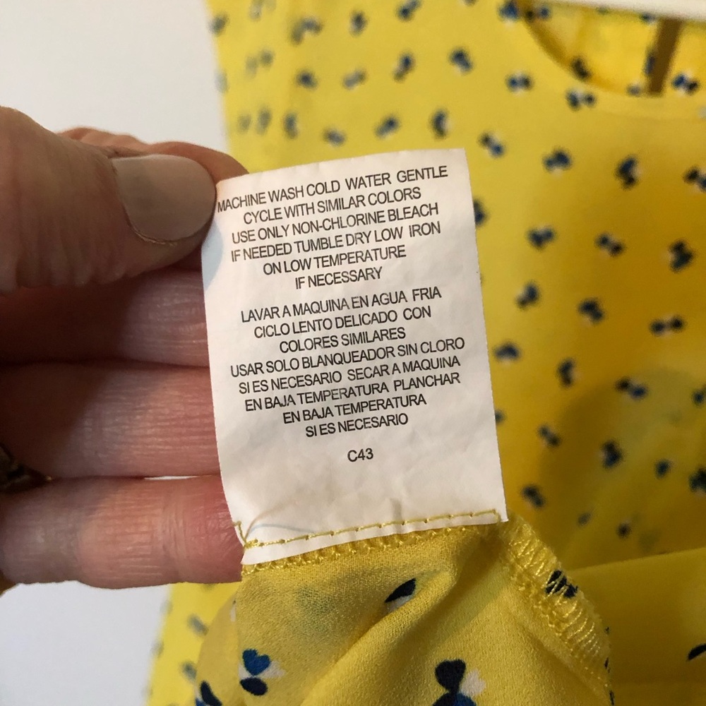 Lily White Lightweight Colorful Bright Yellow Printed Women's Blouse Top - Picture 5 of 6